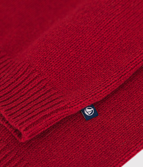 Boys' wool and cotton jacquard jumper STOP red/MULTICO