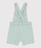 Babies' short-legged plain cotton/linen dungarees blue