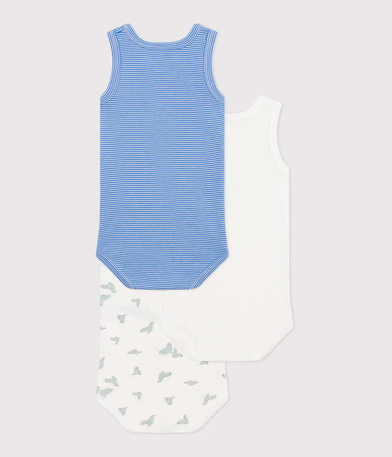 Babies' sleeveless printed cotton bodysuits - 3-Pack multicolor
