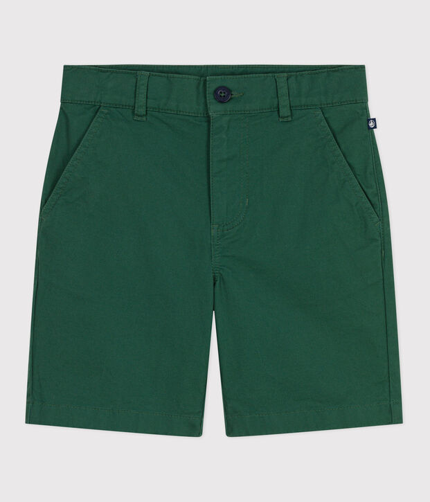 Children's plain cotton twill Bermuda shorts green