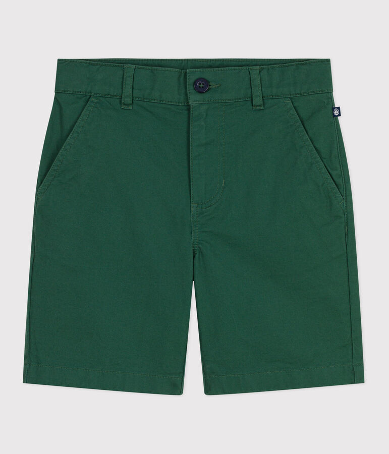Children's plain cotton twill Bermuda shorts green