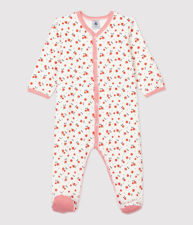 Babies' Floral Velour Sleepsuit white/multicolor