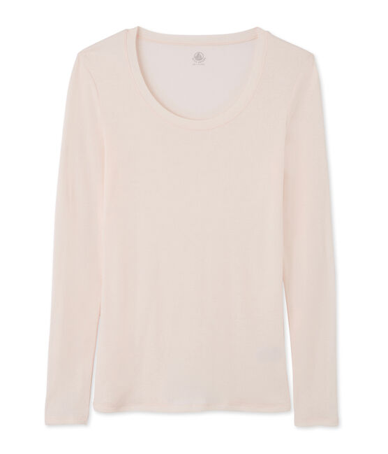 Women's long-sleeved lightweight cotton t-shirt FLEUR pink