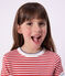 Children's short-sleeved stripy cotton T-shirt POMPIER red/MARSHMALLOW