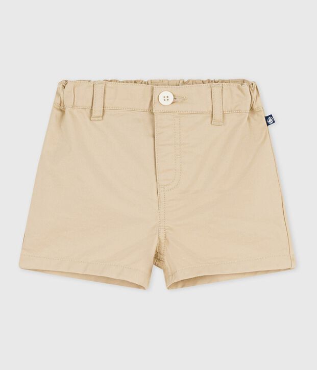 Babies' plain cotton shorts beige