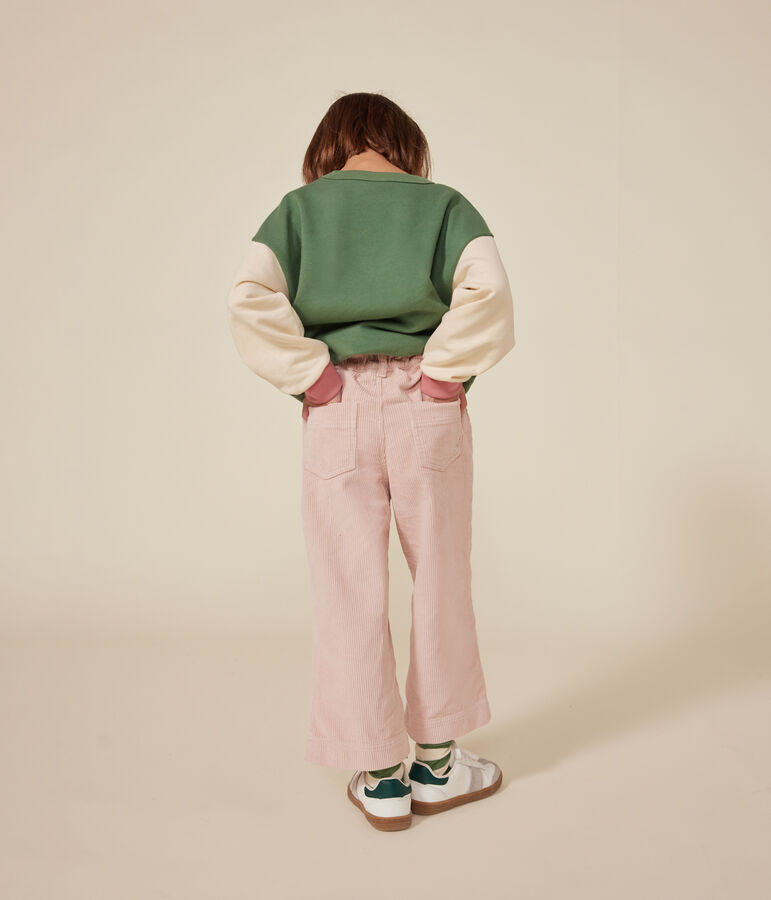 Girls' fleece sweatshirt green/multicolor