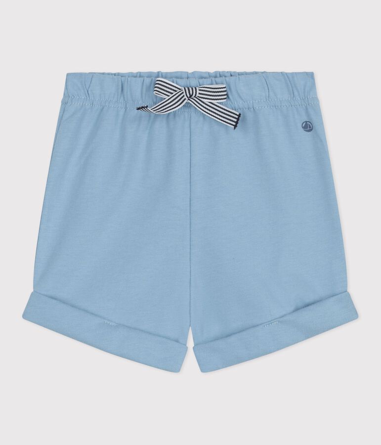 Babies' plain cotton shorts FLO blue