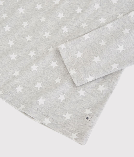 Boys' Star Print Cotton Pyjamas BELUGA grey/MARSHMALLOW white