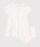 Babies' white cotton dress and bloomers with pretty openwork details ECUME white