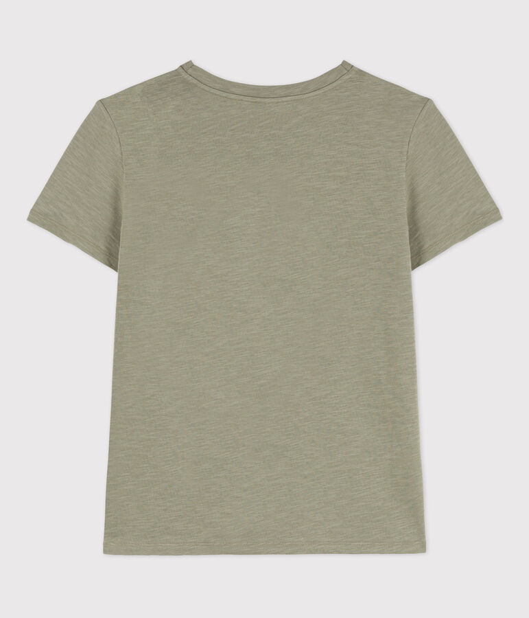 Women's Straight Round-Neck Cotton T-Shirt green