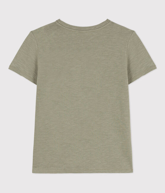 Women's Straight Round-Neck Cotton T-Shirt MARECAGE green