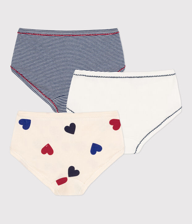 Girls' Heart Patterned Cotton Briefs - 3-Pack multicolor