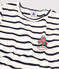 Girls' Short-Sleeved Organic Cotton Dress MARSHMALLOW white/SMOKING blue