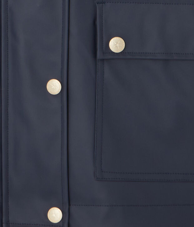 Women's suit style short raincoat. Petit bateau x Marie-Agn&egrave;s Gillot blue