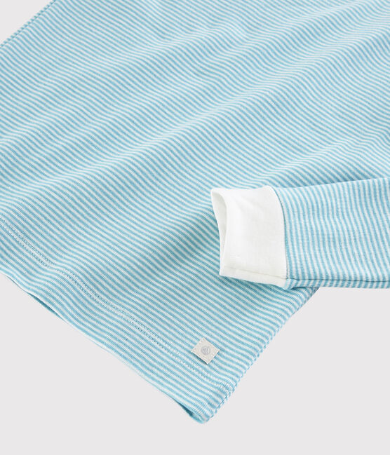 Boys' Snugfit Stripy Blue Cotton Pyjamas TIKI blue/MARSHMALLOW white