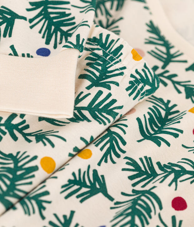 Women's Christmas tree print cotton pyjamas Ecru/multicolor