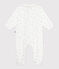 Babies' star printed cotton pyjama suit with a collar MARSHMALLOW white/ALASKA blue