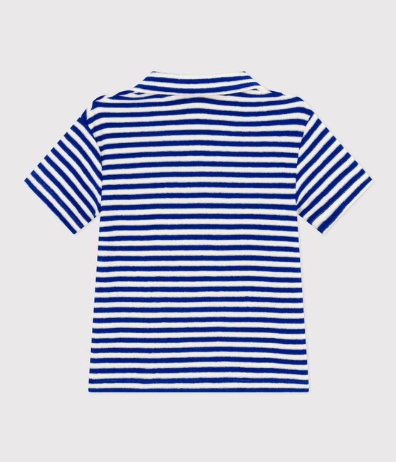 Boys' Short-Sleeved Brushed Terry Towelling Polo Shirt SURF blue/AVALANCHE