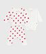 Babies' three piece heart print cotton wrapover top set