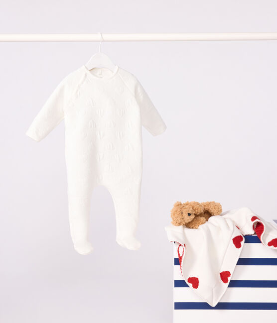 Baby heart tubular pajamas MARSHMALLOW white