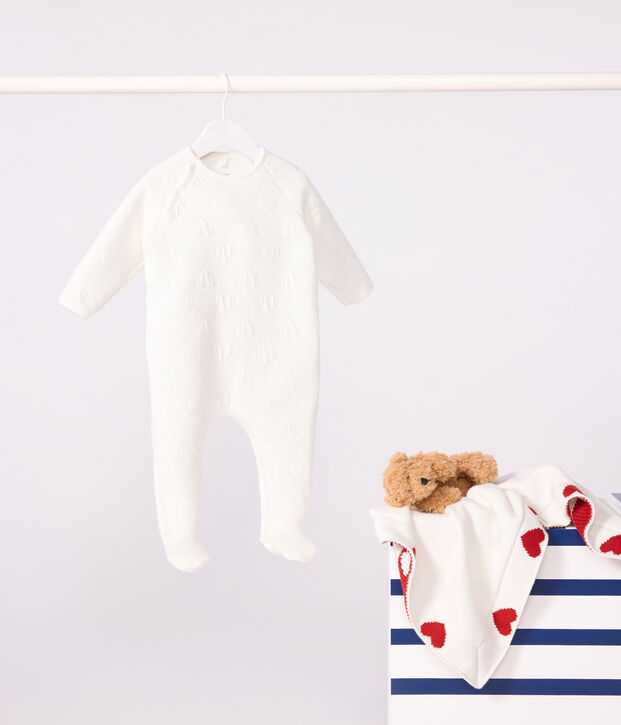 Baby heart tubular pajamas white