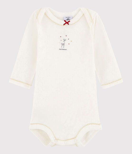 Baby Girls' Long-Sleeved Bodysuit Lait white