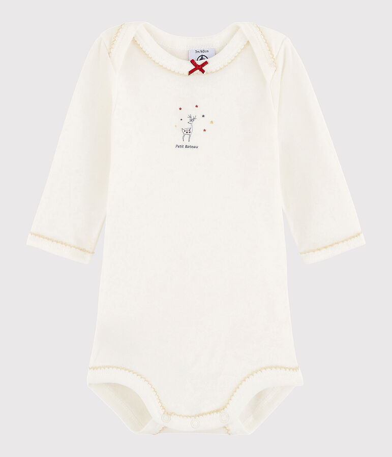 Baby Girls' Long-Sleeved Bodysuit Lait white