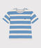 Children's short-sleeved stripy cotton T-shirt ALASKA blue/AVALANCHE