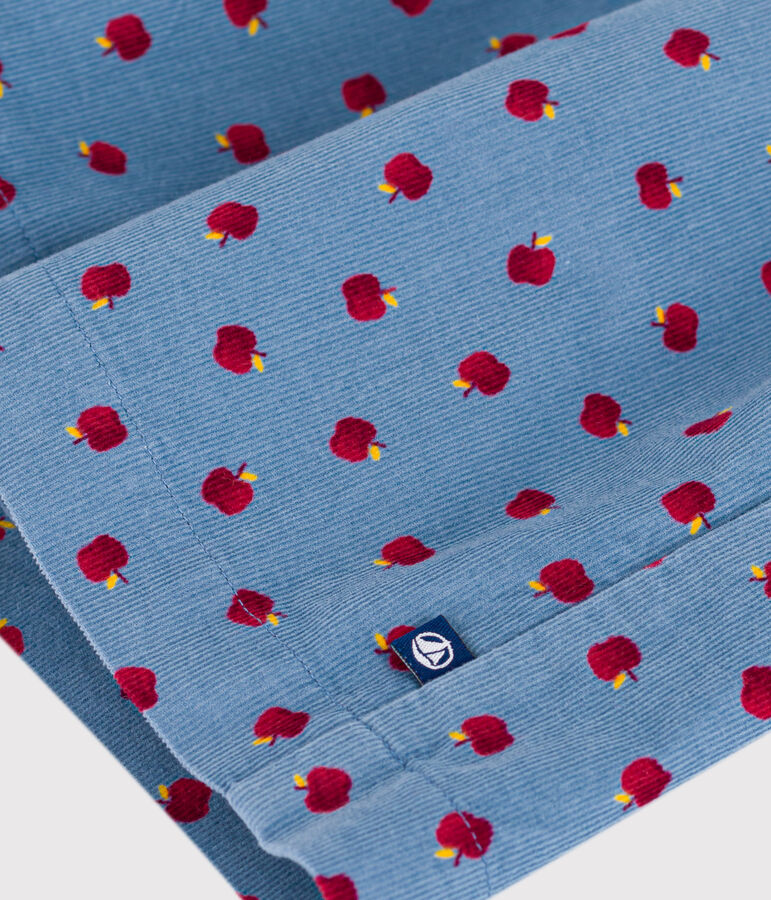 Children's long-sleeved printed corduroy dress blue/multicolor