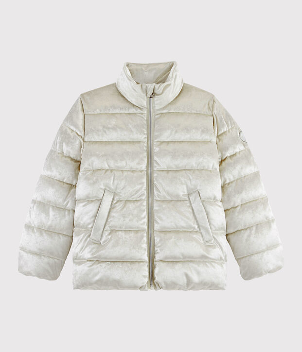 Girls' velvet puffer jacket grey