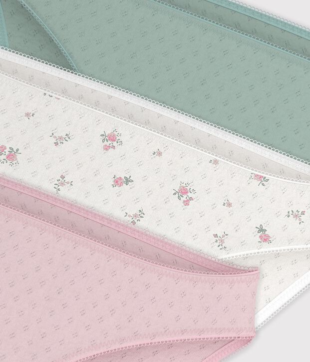 Pack of women's openwork cotton pants multicolor