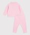 Babies' sweatshirt and trousers set in plain cotton pink
