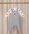 Babies' stripy dungarees/body set featuring a body printed with hearts MARSHMALLOW white/SMOKING blue