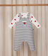 Babies' stripy dungarees/body set featuring a body printed with hearts