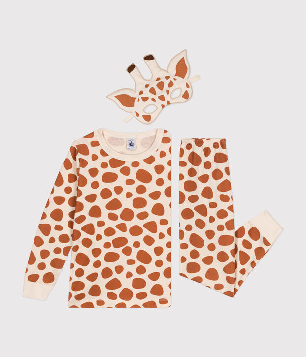 Children's Cotton Giraffe Fancy Dress Pyjamas Ecru/brown