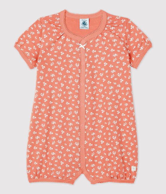 Babies' Floral Organic Cotton Playsuit PAPAYE pink/MARSHMALLOW