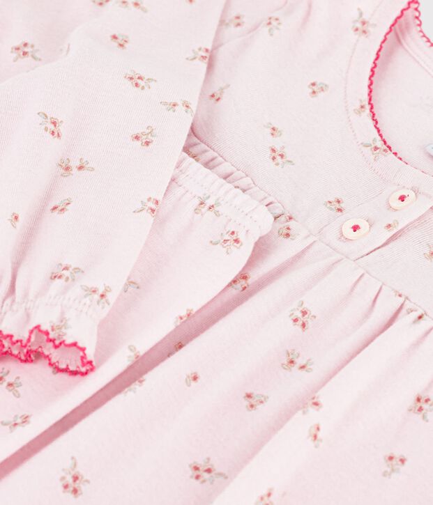 Children's cotton pyjamas with floral ruffles pink/multicolor