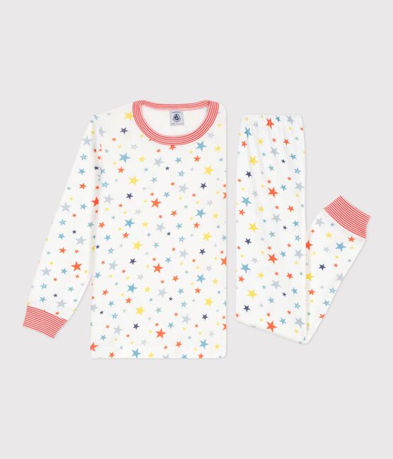 Children's star print cotton pyjamas MARSHMALLOW white/MULTICO white
