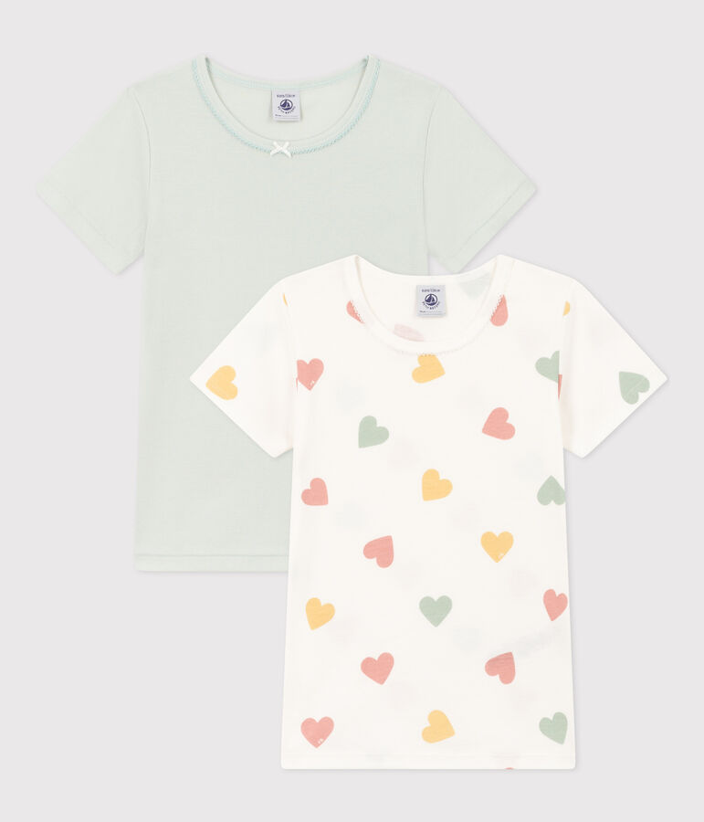 Girls' Heart Short-Sleeved Cotton T-Shirts - 2-Pack multicolor