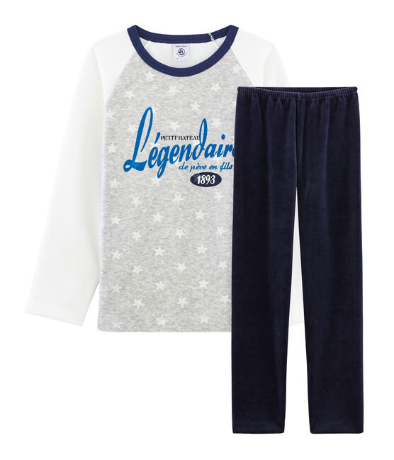 Boys' Velour Pyjamas SMOKING blue/MULTICO white