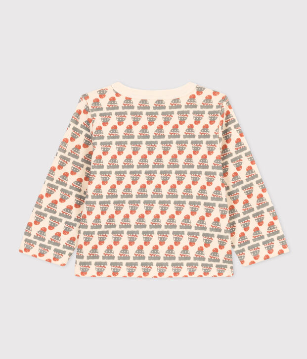 Babies' Patterned Thick Jersey Cardigan Ecru/multicolor