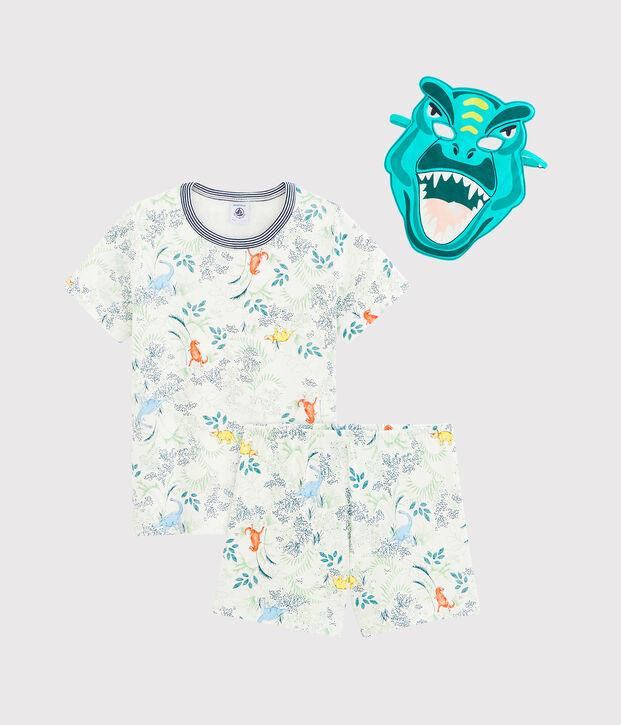 Boys' Short Pyjamas with Mask white/multicolor