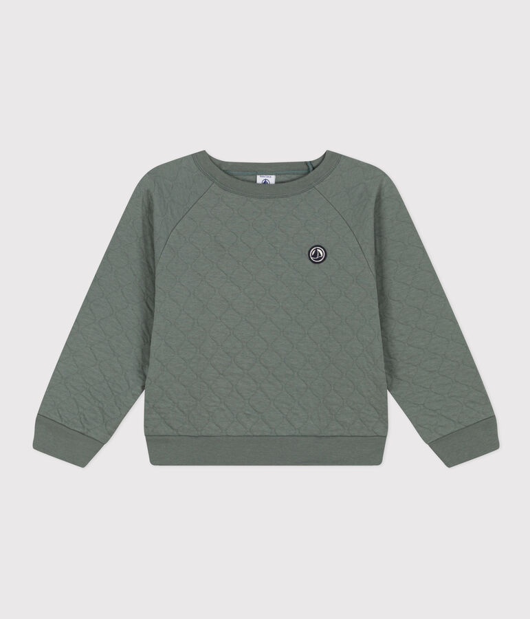 Boys' quilted tube knit sweatshirt THUYA green