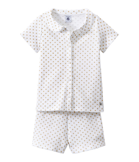 Girl's shortie pyjamas ECUME white/DORE yellow