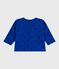 Babies' long-sleeved star-print cotton T-shirt OLYMPIC blue/SOIR