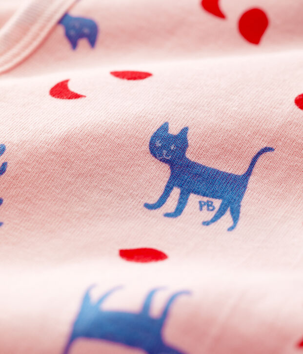 Babies' Footless Decorative Cotton Sleepsuit pink/multicolor