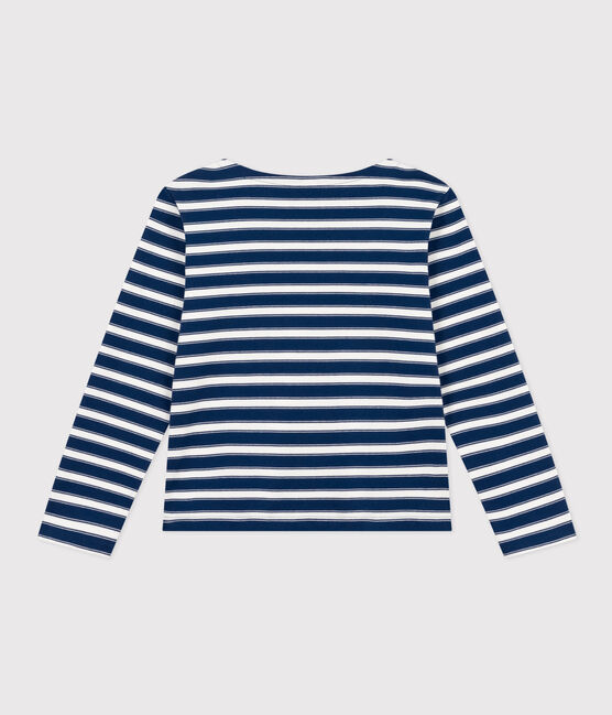 Women's Buttoned Cotton Breton Top MEDIEVAL blue/MARSHMALLOW white