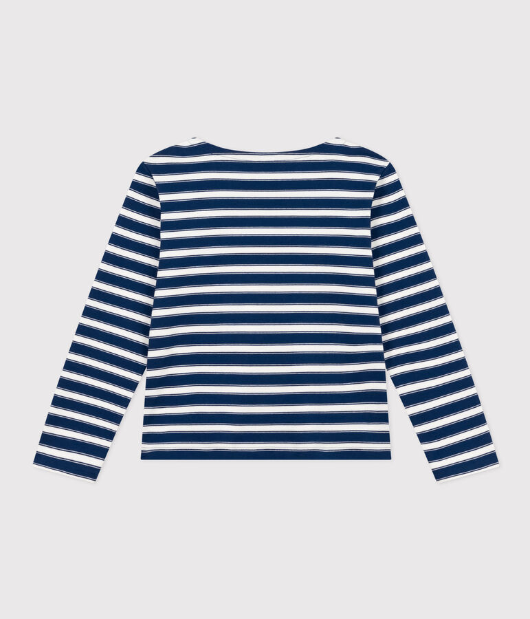Women's Buttoned Cotton Breton Top blue/white