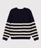 Women's Stripy Cotton Irish Pullover SMOKING blue/AVALANCHE