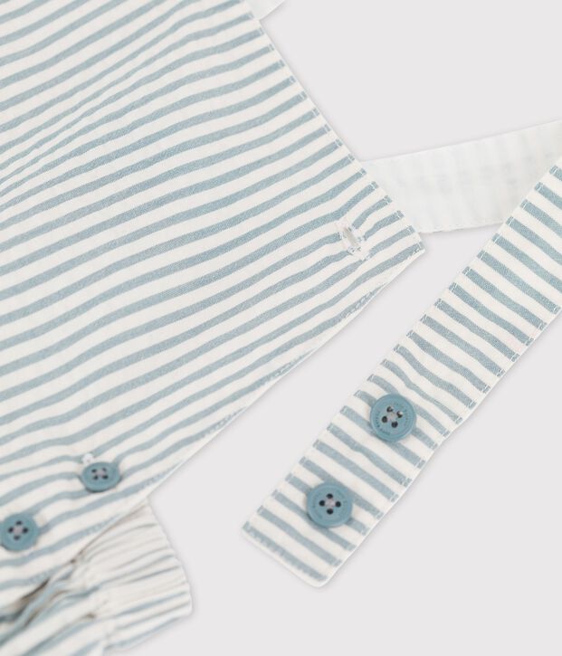 Babies' Seersucker Dungaree Shorts green/white